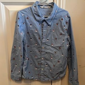 H&M boys Christmas print button up